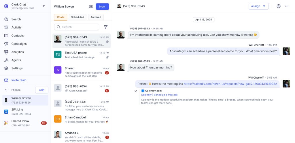 Inside Clerk Chat